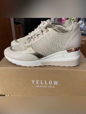 Gold sneaker wedges size 9